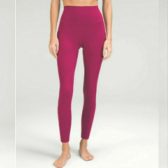 NWOT Lululemon Align High-Rise Pant. Crop. Pockets. Pink, "Pomegranate". Size 4. - Picture 2 of 13